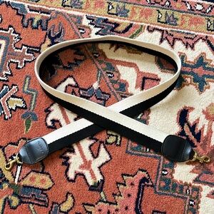 Clare V Black and Cream Shoulder Strap with Brass Hardware